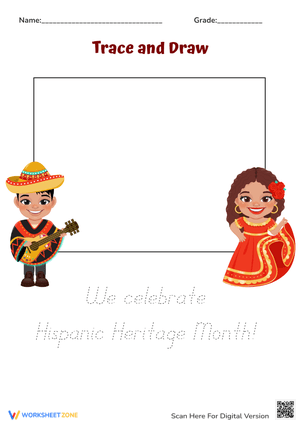 Printable Hispanic Heritage Month Trace and Draw | Grade K-1