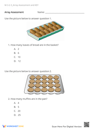 Array Assessment: Count Bread & Muffins - Grades 2-3 Math Fun
