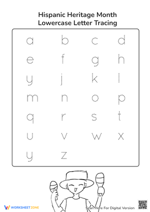 Lowercase Letter Tracing: Hispanic Heritage Month