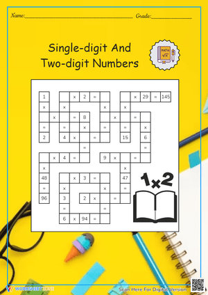 Single-digit And Two-digit Numbers Math Crossword