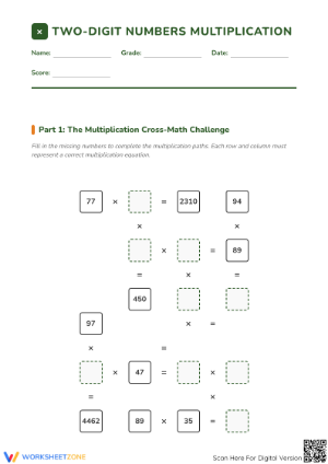 Two-Digit Multiplication Worksheet | Grade 4 Printable