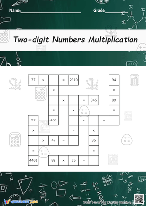Two-digit Numbers Multiplication Worksheet