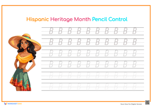 Hispanic Handwriting Practice: Letter B Tracing 