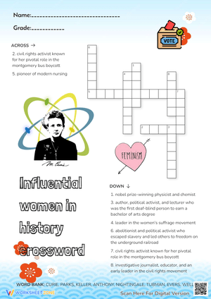 Influential women in history crossword