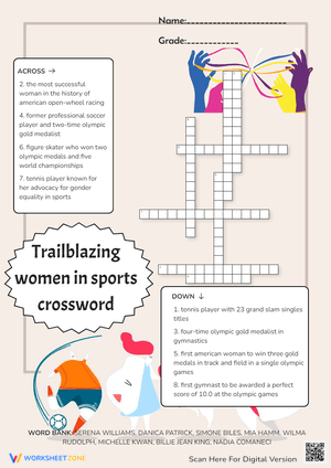 Trailblazing Women in Sports Crossword Puzzle - Printable Worksheet