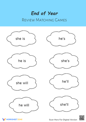 End of Year- Review Matching Game