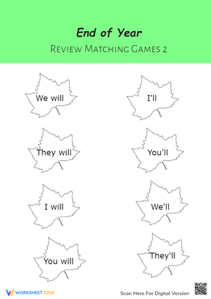 End of Year- Review Matching Game Part 2