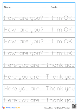 Greetings and Gratitude! Tracing Fun