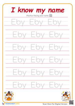Personalized Name Tracing Practice Worksheet: Eby