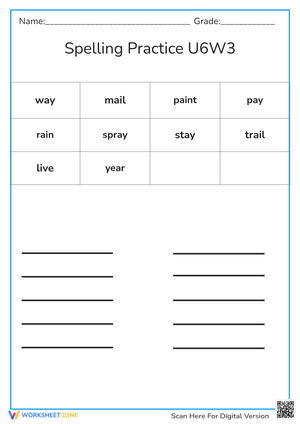 Spelling Practice U6W3