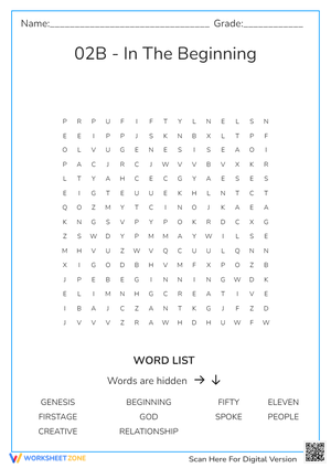 02B In The Beginning - Word Search