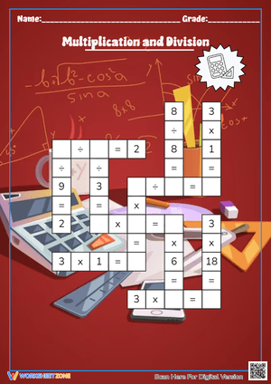 Multiplication and Division Crossword Worksheet