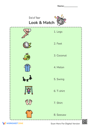 End of Year Activity : Look & Match