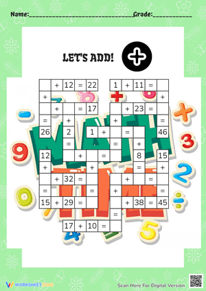 Let's Add Crossword Worksheet