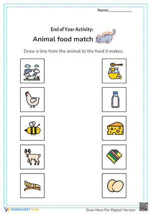 Preschool End of Year Activity : Animal Food match