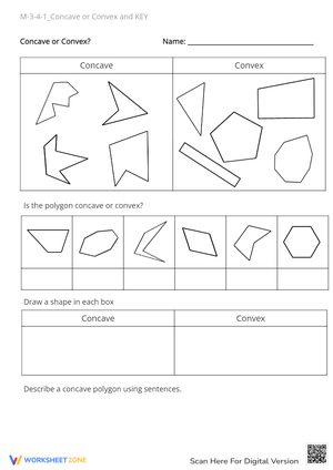 Concave vs Convex Polygons Worksheet - Identify & Draw Shapes