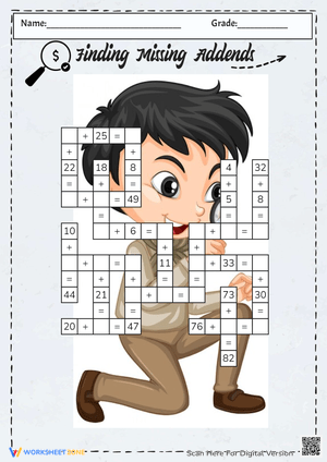 Finding Missing Addends Crossword Worksheet