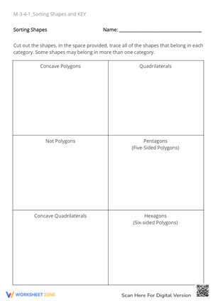 Sorting Shapes: Geometry Worksheet - Polygons & Quadrilaterals