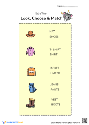 End of Year Activity : Look, Choose & Match