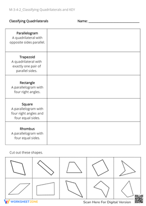 Classify Quadrilaterals: Shapes Cut & Paste - Geometry Fun!