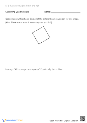 Classifying Quadrilaterals - Identify Shapes & Properties Worksheet