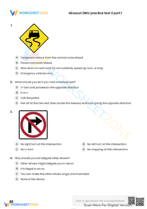 Free printable Missouri DMV practice test 3 part 1