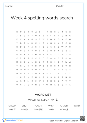 Week 4 spelling words search