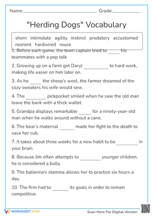 Herding Dogs Vocabulary