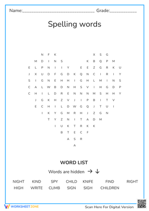 Rhyming Words Word Search  for Students