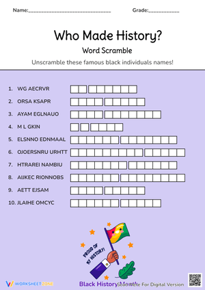Who Made History? Word Scramble Activity