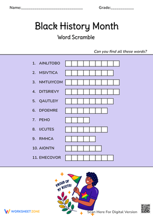 Black History Word Scramble | Essential Grade 4-5 Ready