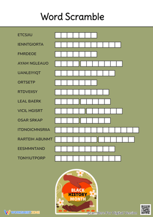 Word Scramble For Black History Month