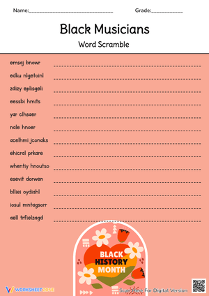 Black Musicians Word Scramble 