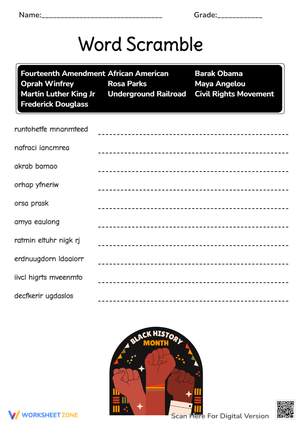 Black History Word Scramble | Essential Grade 3-5 Activity