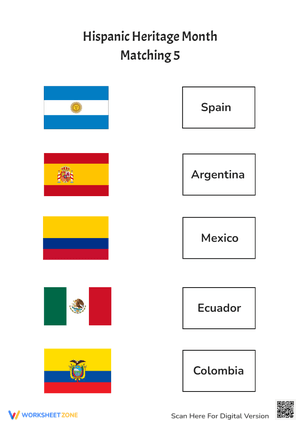 Hispanic Heritage Month Matching | Grade 1 Essential