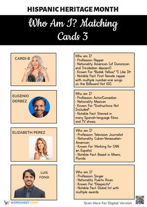 Hispanic Heritage Month Matching Cards | Grade 1-3 Ready