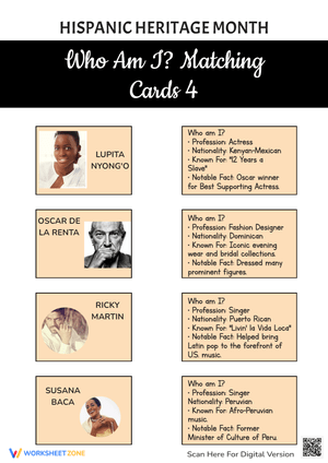 Essential Hispanic Heritage Month Matching Cards | Grade 1-3