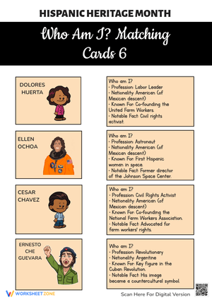 Essential Hispanic Heritage Month Matching Cards | Grade 1-3
