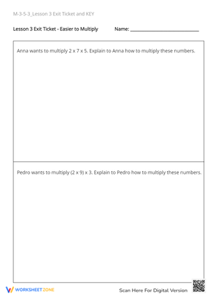 Associative Property of Multiplication - Exit Ticket Practice