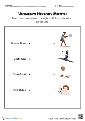 Women's History Month Matching Game Activity
