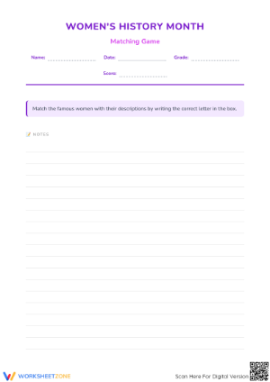 Essential Grade 4-5 Women's History Month Matching