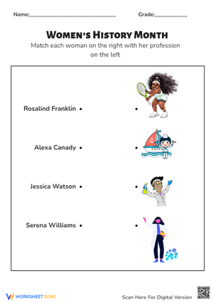 Women’s History Month Matching Game Activity