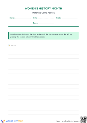 Grade 4 Women in History — Printable No-Prep Worksheet