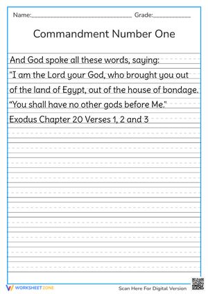 Commandment Number One Writing Worksheet 