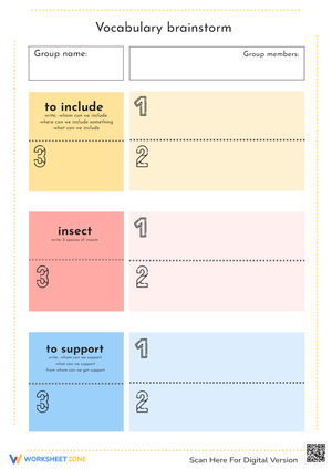 Vocabulary brainstorm