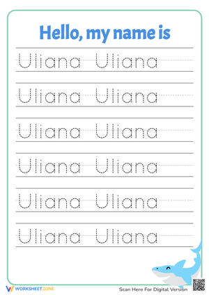 Practice Tracing Name Worksheet for Kids: Uliana