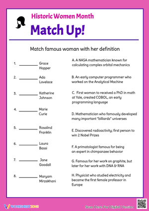 Women's History Month Matching | Grade 7-8 Essential