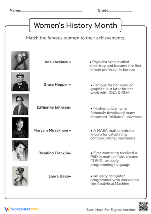 Women in History Matching Activity