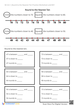 M-3-6-1_Round to Nearest Ten Practice Worksheet and KEY