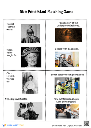 Women's History Matching Worksheet | Grade 2 Essential